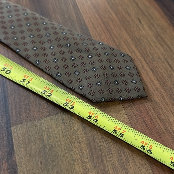 VTG Britches of Georgetown Brown Red Gray Neck Tie Square Design - Picture 8 of 10